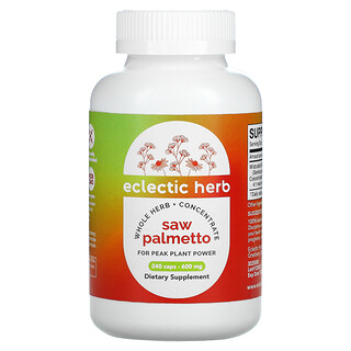 Eclectic Institute, Whole Herb Concentrate, Saw Palmetto, 600 mg, 240 Caps