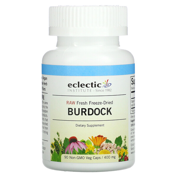Eclectic Institute‏, Raw Fresh Freeze-Dried, Burdock, 400 mg, 90 Non-GMO Veg Caps