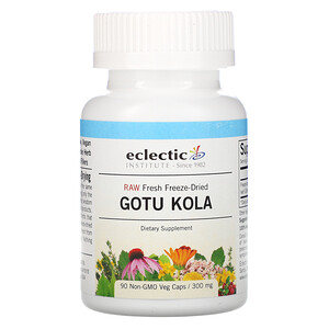 Эклектик Институт, Raw Fresh Freeze-Dried, Gotu Kola, 300 mg, 90 Non-GMO Veg Caps отзывы покупателей