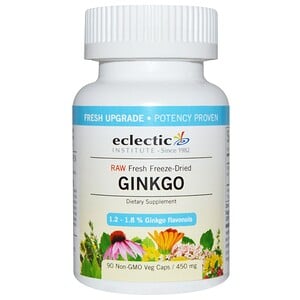 Отзывы о Эклектик Институт, Raw Fresh Freeze-Dried, Ginkgo, 450 mg, 90 Non-GMO Veggie Caps