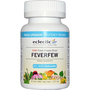 Отзывы о Эклектик Институт, Raw Fresh Freeze-Dried, Feverfew, 125 mg, 90 Non-GMO Veg Capsules