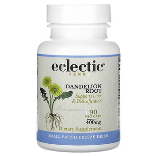 Eclectic Herb, Productos frescos liofilizados, Raíz de diente de león, 400 mg, 90 cápsulas vegetales