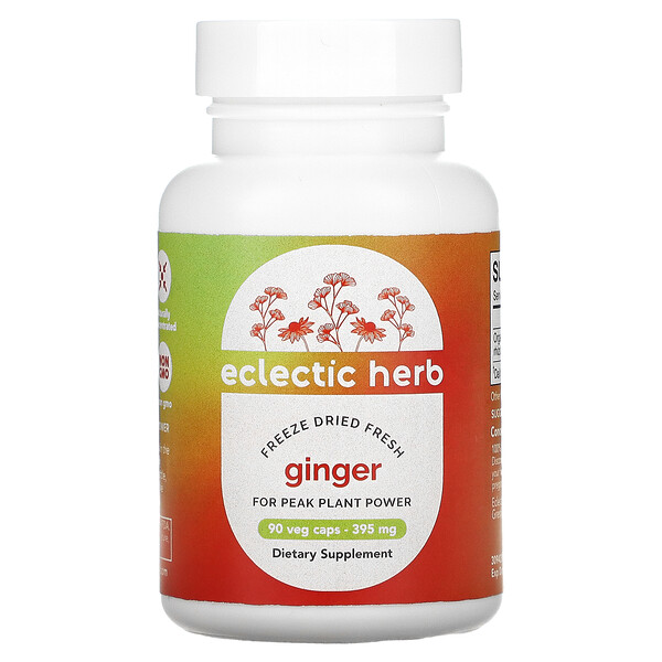 Eclectic Institute, Raw Fresh Freeze-Dried, Ginger, 395 mg, 90 Non-GMO Veggie Caps