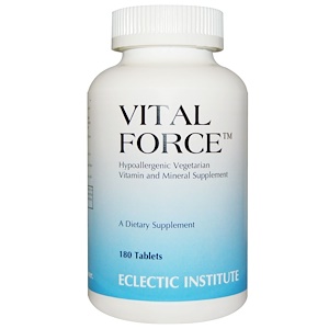 Eclectic Institute, Vital Force, витаминная и минеральная добавка, 180 таблеток