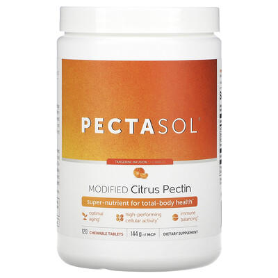 Econugenics, Pectina cítrica modificada PectaSol®, Infusión de mandarina, 120 comprimidos masticables