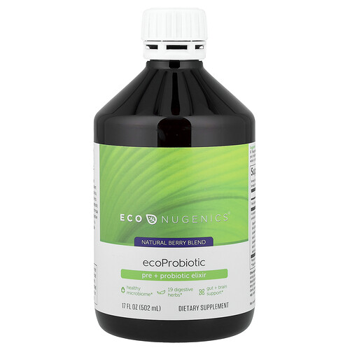Econugenics EcoProbiotic, Pre + Probiotic Elixir, Natural Berry, 17 fl oz (502 ml)