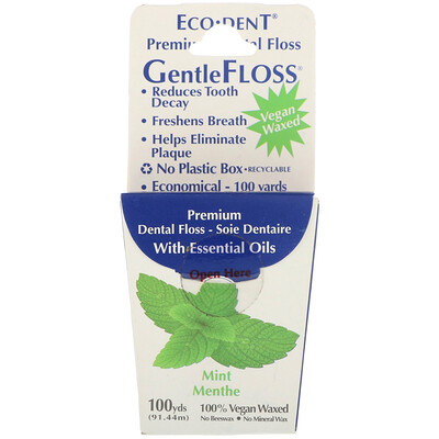 Eco-Dent GentleFloss Зубная Нить, Мята 91.44 м  - Купить