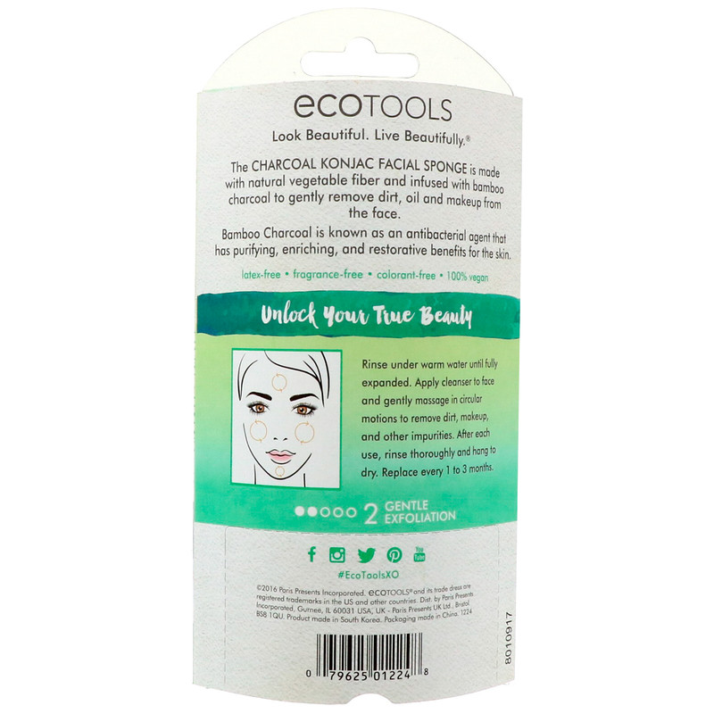 EcoTools, Charcoal Konjac Facial Sponge, 1 Sponge iHerb