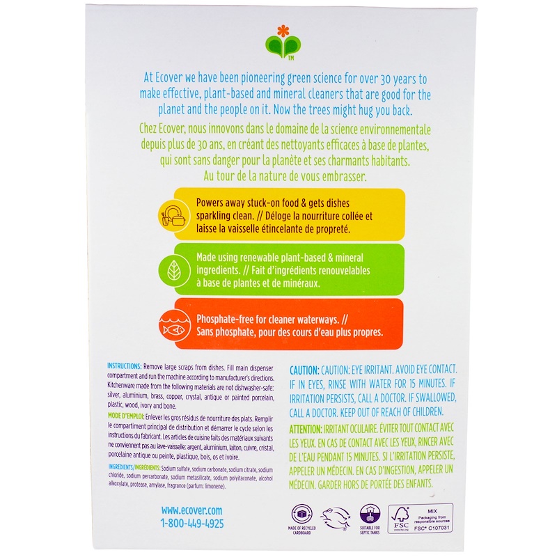 Ecover, Dishwasher Powder, Citrus Scent, 48 oz (1.36 kg) iHerb