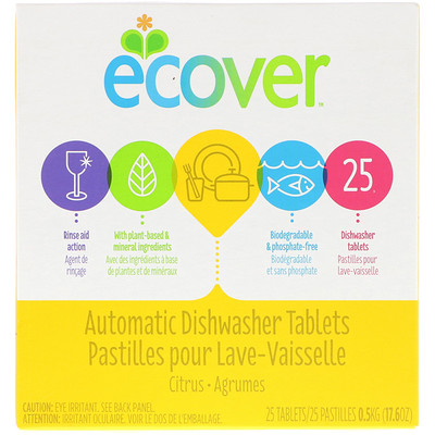 

Automatic Dishwasher Tablets, Citrus, 25 Tablets, 17.6 oz (0.5 kg)