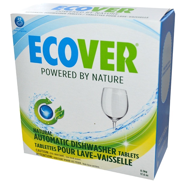 Ecover, Натуральные таблетки для посудомоечных машин с цитрусовым ароматом, 25 таблеток, 17,6 унции (0,5 кг)