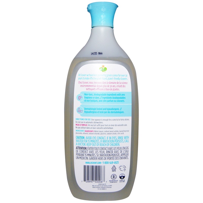 Ecover, Liquid Dish Soap, Zero, Fragrance Free, 25 fl oz (739 ml) iHerb