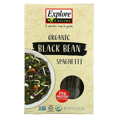 Explore Cuisine Органические спагетти с черной фасолью, 227 г (8 унций)