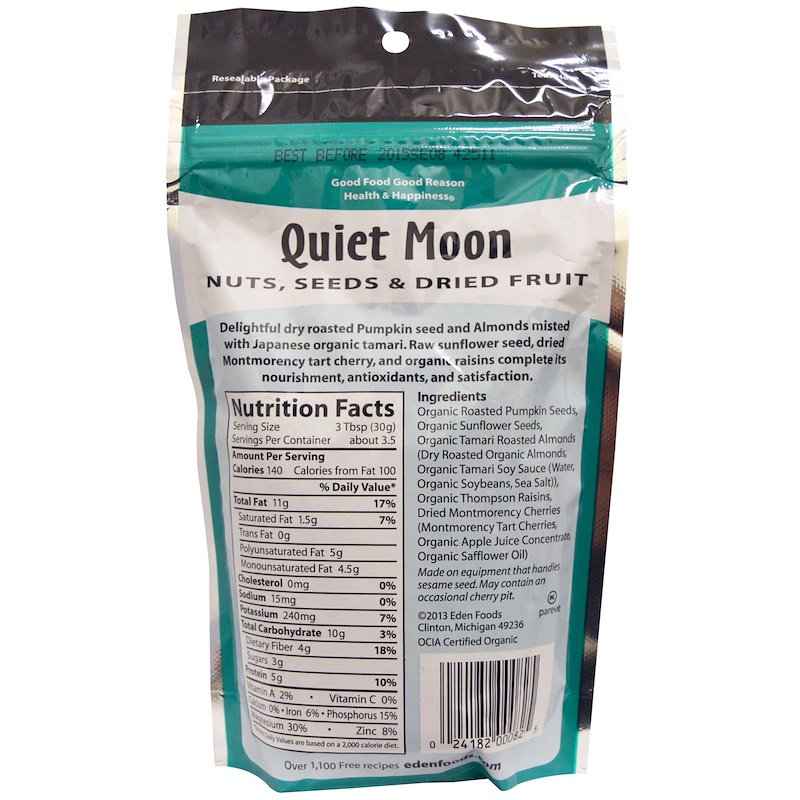 Eden Foods, Selected, Quiet Moon, Nuts, Seeds & Dried Fruit, 4 oz (113