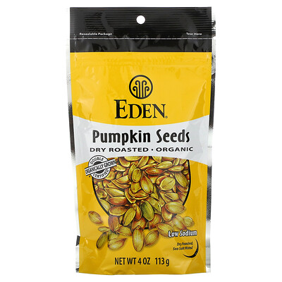 Eden Foods Organic, семена тыквы, сухая обжарка, 113 г (4 унции)