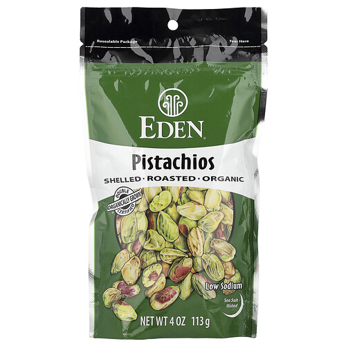 Eden Foods, Pistachos orgánicos, Brumoso con sal marina, 113 g (4 oz)