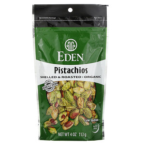 Эдэн Фудс, Organic, Pistachios, Shelled & Dry Roasted, Lightly Sea Salted, 4 oz (113 g) отзывы покупателей