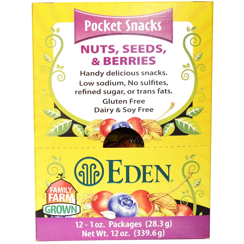 Eden Foods, Pocket Snacks, Quiet Moon, Nuts, Seeds & Dried Fruit, 12 Packages, 1 oz (28.3 g