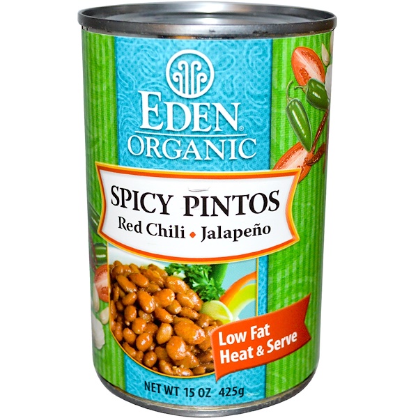 Eden Foods, Organic Spicy Pintos, Red Chili · Jalapeño, 15 oz (425 g) (Discontinued Item) 
