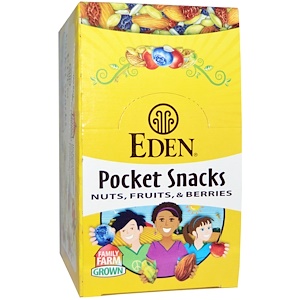 Eden Foods, Pocket Snacks, Quiet Moon, орехи, семечки, сушеные фрукты, 12 пакетиков, 1 унция (28,3 г) каждый