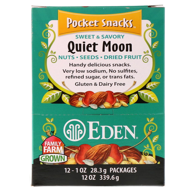 Eden Foods, Pocket Snacks, Quiet Moon, Nuts, Seeds, Dried Fruit, 12
