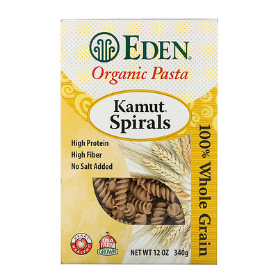 Eden Foods Органические макаронные изделия, спирали, из пшеницы марки Камут, 340 г (12 унций)