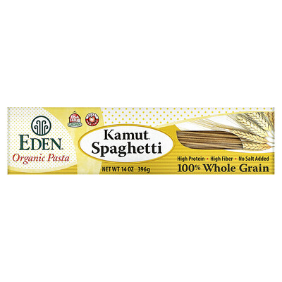 Eden Foods Органические макаронные изделия, камут спагетти, 100% цельное зерно, 396 г