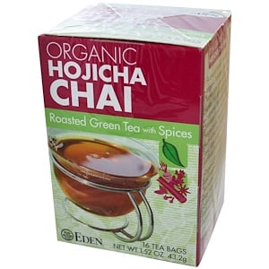 Отзывы о Эдэн Фудс, Organic, Hojicha Chai, Roasted Green Tea, with Spices, 16 Tea Bags, 1.52 oz (43.2 g)