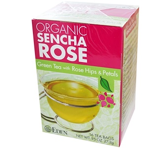 Эдэн Фудс, Organic, Sencha Rose, Green Tea with Rose Hips & Petals, 16 Tea Bags, .95 oz (27.2 g) отзывы