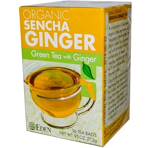 Отзывы о Эдэн Фудс, Organic Sencha Ginger, Green Tea with Ginger, 16 Tea Bags, .95 oz (27.2 g)