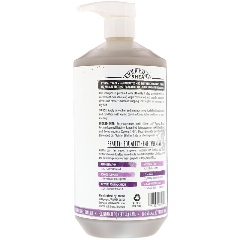 Alaffia, Everyday Shea, Shampoo, Lavender, 32 fl oz (950 ml) iHerb