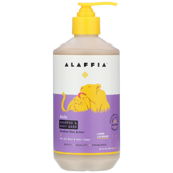 Alaffia, Kids Shampoo & Body Wash, Kindershampoo und Duschgel, Zitrone-Lavendel, 476 ml (16 fl. oz.)