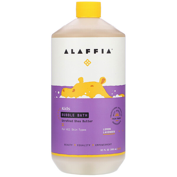Alaffia, Kids Bubble Bath, Lemon Lavender, 32 fl oz (950 ml)