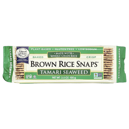 Edward & Sons Brown Rice Snaps®, Tamari Seaweed, 3.5 oz (100 g)