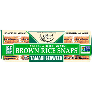 Edward & Sons, Galletas horneadas de arroz integral de grano entero, alga marina tamari, 3.5 oz (100 g)