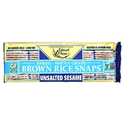 Edward  Sons Baked Brown Rice Snaps (Запеченные бисквиты из коричневого риса), несоленный кунжут, 100 г