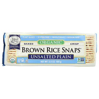 Edward & Sons, Organic Baked Crisp Brown Rice Snaps®, Unsalted Plain, 3.5 oz (100 g)