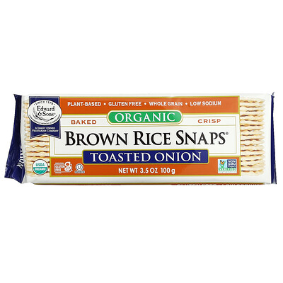 

Edward & Sons, Organic, Baked Whole Grain Brown Rice Snaps, Toasted Onion, 3.5 oz (100 g)