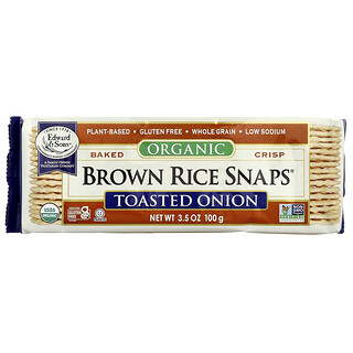 Edward & Sons, Organic Baked Crisp Brown Rice Snaps®, Toasted Onion, 3.5 oz (100 g)