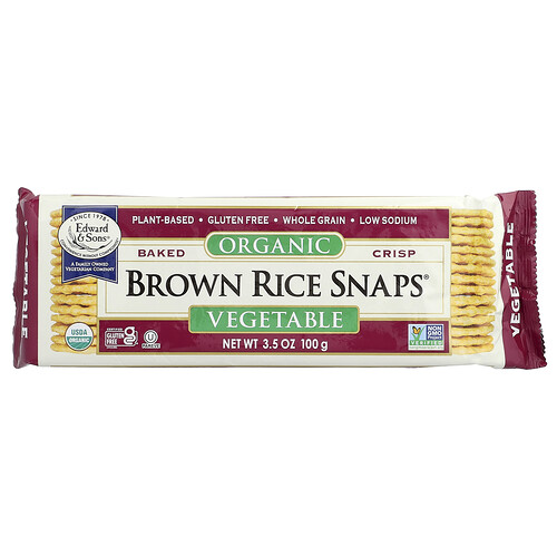 Edward & Sons Organic Baked Crisp Brown Rice Snaps®, Vegetable, 3.5 oz (100 g)