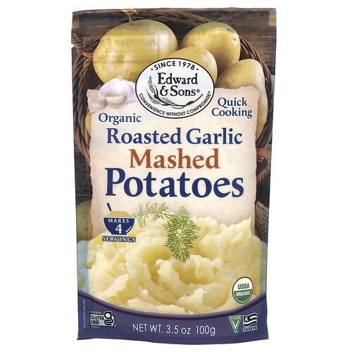 Edward & Sons Organic Mashed Potatoes, Roasted Garlic, 3.5 oz (100 g)