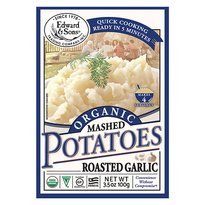 Edward & Sons Organic Mashed Potatoes, Roasted Garlic, 3.5 oz (100 g)