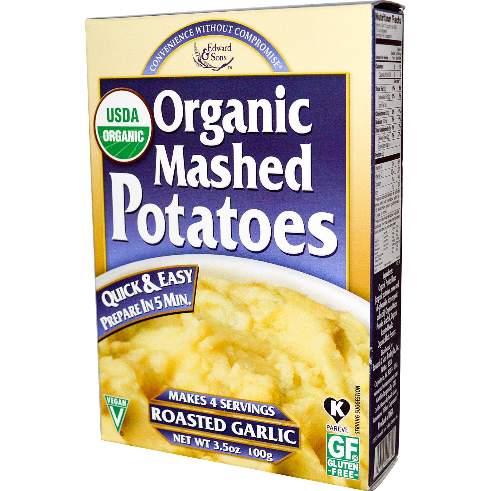 Edward & Sons, Organic Mashed Potatoes, Roasted Garlic, 3.5 oz (100 g