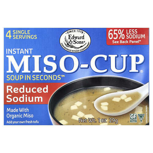 Edward & Sons, Instant Miso-Cup®, Reduziertes Natrium, 4 Päckchen, 29 g (1 oz.)