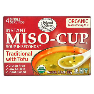 Edward & Sons, 速食 Miso-Cup，傳統豆腐，4 份，1.3 盎司（36 克）