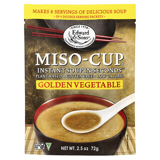 Edward & Sons, Miso-Cup®, Instantná polievka za pár sekúnd™, Zlatá zelenina, 4 sáčky, 72 g