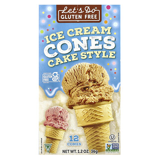 Let's Do Organic, Let's Do® Tanpa Gluten, Kon Ais Krim, Gaya Kek, 12 Kon, 1.2 oz (36 g)