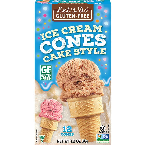 Edward & Sons, Gluten Free Ice Cream Cones, Cake Style, 12 Cones
