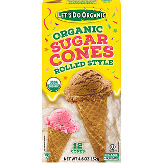 Edward & Sons, Edward & Sons, Let's Do Organic, рожки для мороженого из органического сахара, закрученные, 12 шт.