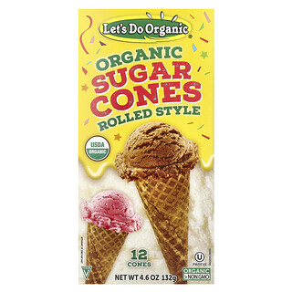Let's Do Organic, Jom Buat Organic®, Kon Gula Organik, Gaya Gulung, 12 Kon, 4.6 oz (132 g)